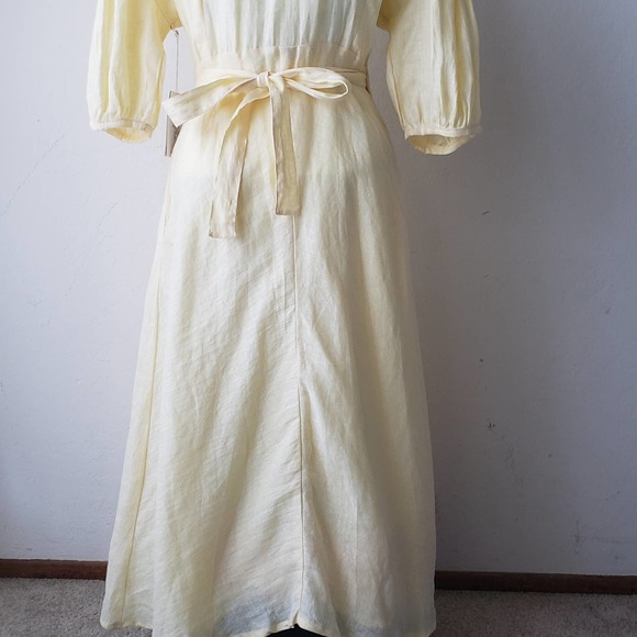 At Dawn Yellow Linen Wrap Dress NWT Extra Small - Picture 12 of 13